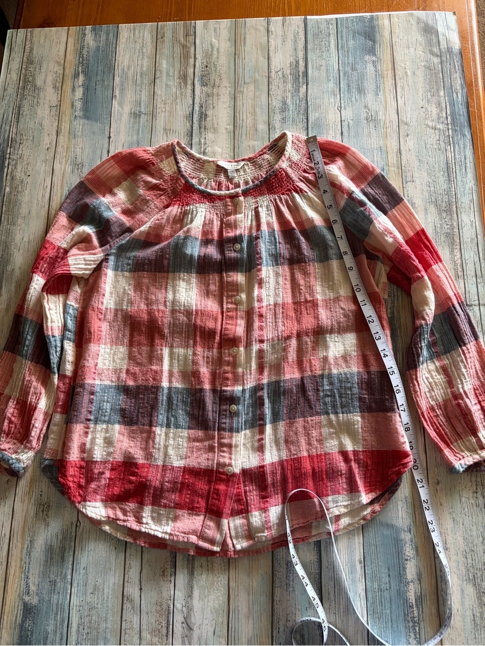 Lucky Brand Women's Plaid Button Down 3 Quarter Sleeve Size Small - Picture 4 of 6